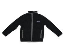 Lands' End Jacket Youth XS Black Fleece Full Zip Stand Collar Kids Logo