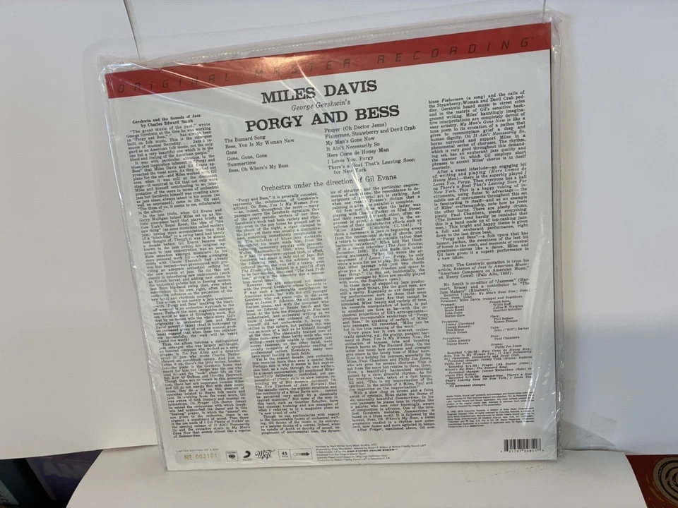 MILES DAVIS Porgy And Bess 180-gram VINYL 2xLP 45RPM Sealed MOFI Numbered - Image 2 of 2