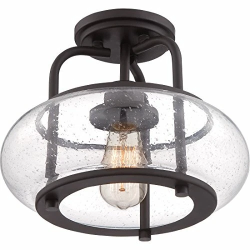 Quoizel TRG1712OZ One Light Semi-Flush Mount Fixture, Bronze Finish, 10" - Picture 6 of 9