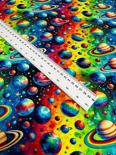 Jersey Baumwollstoff Weltall in Regenbogenfarben Planeten Galaxy Stoffe Stoff - Bild 9 von 12