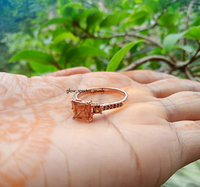 Chocolate Diamond Engagement Ring Rose Gold CT Princess Cut