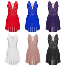 Girls Dancewear Modern Dance Dresses Sleeveless Figure Skating Dress Dancing