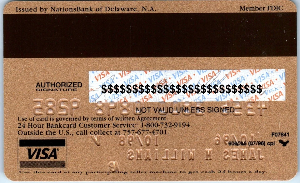 Tarjeta de crédito Visa Gold Nations Bank caducada 1998 vintage Foto 2 de 2