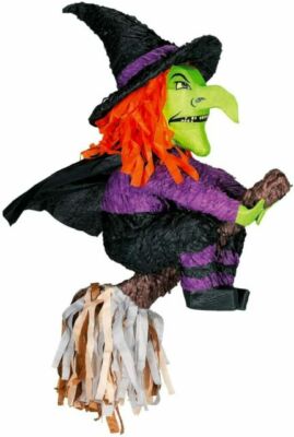 Halloween Hexe auf Besenstiel Pinata ca. 50 cm groß (nicht gefüllt)