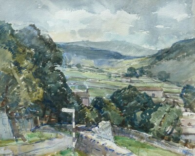 Ethel May Mallinson Original C20th Vintage Aquarell Gemälde Leyburn Yorkshire
