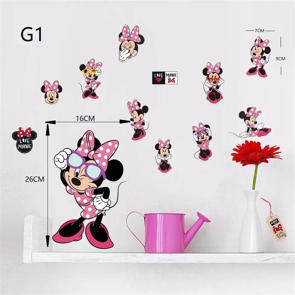 Cartoon Mickey Mouse/Minnie Mouse Wall Decals Sticker Home Kids Room Decor UK - Image 3 of 4