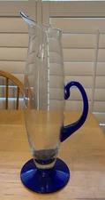 Blenko #9921 Pitcher Crystal With Cobalt 15" Tall Wayne Husted