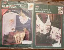 Lot of 2 Iron-On Soft Transfers Renaissance Angel Xmas Felt Snow Scene by Plaid