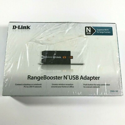 D-Link Wireless-N USB 2.0 RangeBooster Adapter 802.11g/n 2.4GHz WPA/WPA2 DWA-140