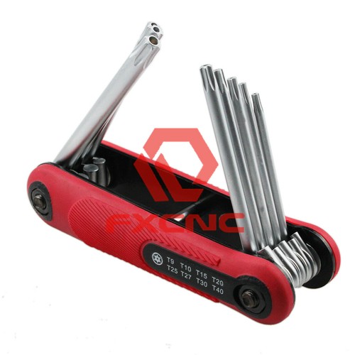 8 folding hex wrench set universal flat head combination hexagonal screwdri Red - Picture 9 of 10