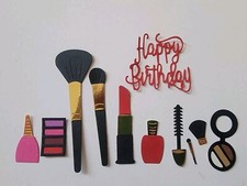 Happy Birthday Lady's Beauty Makeup Salon Combo cardstock die cuts 