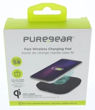PureGear 15W Fast Wireless Charging Pad for Qi Enabled Devices Black