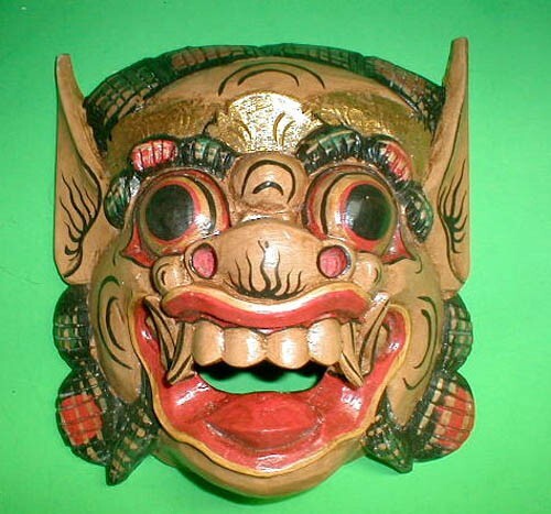 Mask Bali Raksaksa Gargoyle Demon Handcarved Medium 11 in WHITE RED or BROWN