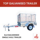 6x4 Single Axle Galvanised Trailer Tipper with 900mm Cage 750 kg ATM New Tyers
