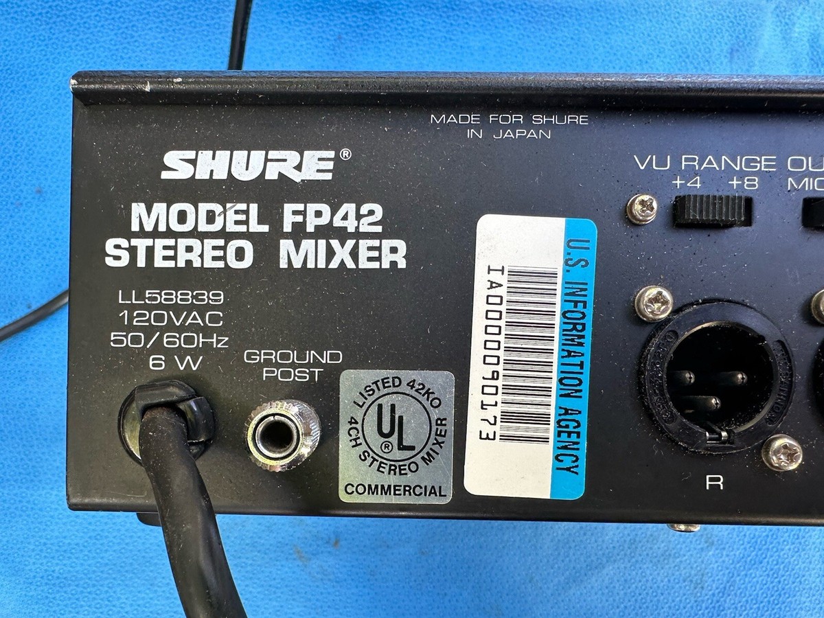 Vintage Shure FP42 4 Channel Broadcast Stereo Microphone Mixer for