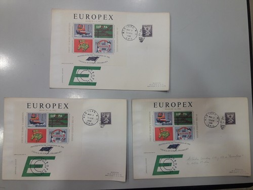 Estados Unidos. Conjunto de 7 Sobres con sello y Hoja Bloque EUROPEX - Imagen 2 de 2