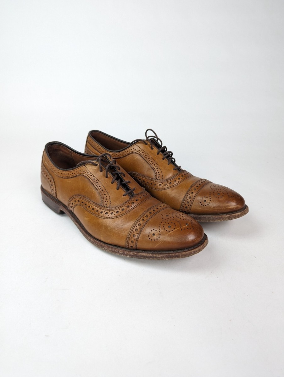 ALLEN EDMONDS Men's Sz 10D Brown Walnut Strand 1635 Leather Oxfords
