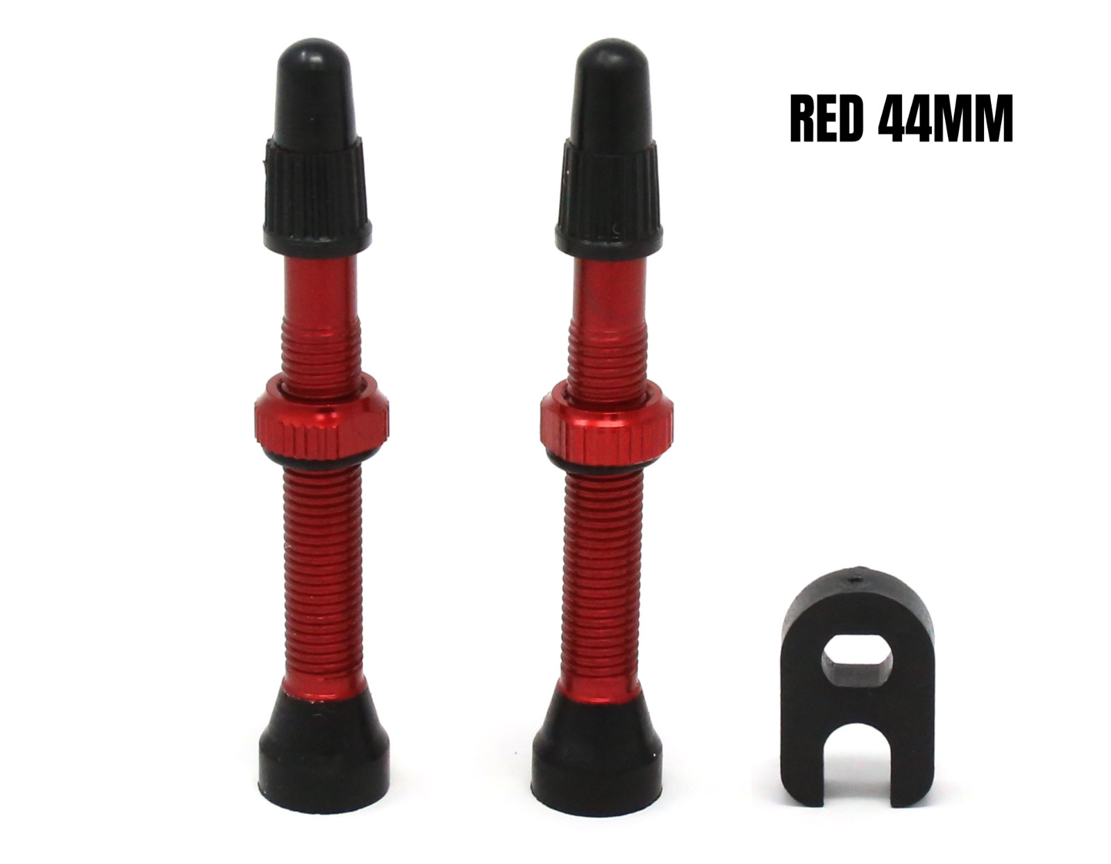 2x Bike Tubeless Presta Valves Stem Aluminum 40/44mm Removal Tool Red/Black