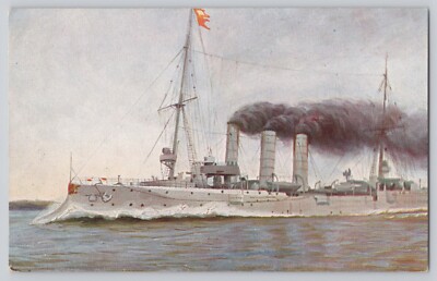 SMS Hamburg Bremen Class Light High Speed Cruiser Postcard German Imperial Navy