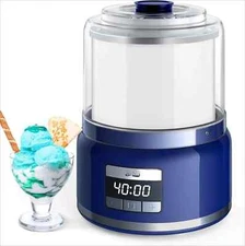 2.1 Qt Ice Cream Maker, LED Screen and Timer,Color: Blue,8.9*12.1inch