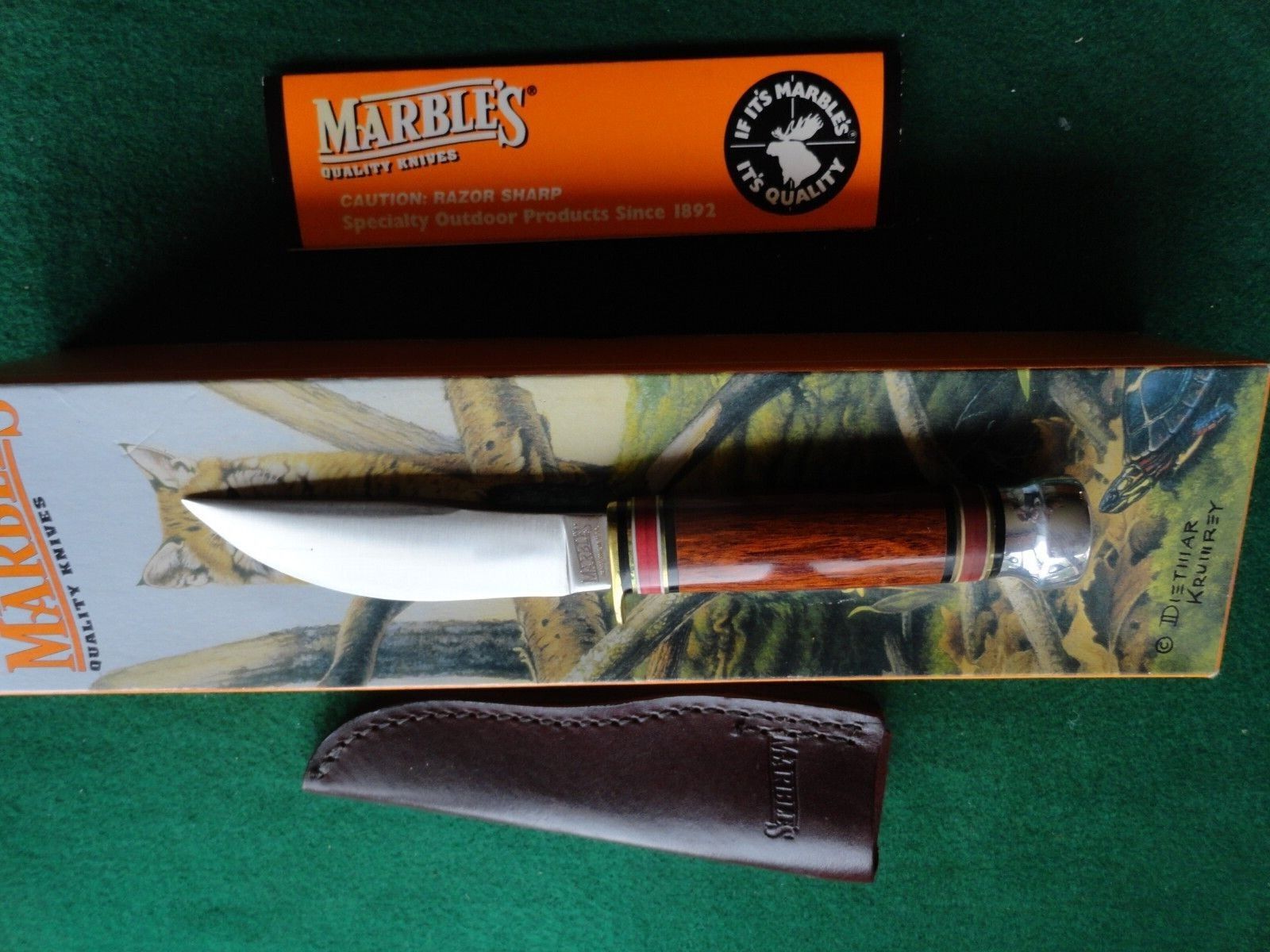 Marbles Knife Fieldcraft 3 5/8" Blade Gladstone Mi. U.S.A. in 1999 Bobcat Box