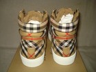100% AUTHENTIC NEW WOMEN BURBERRY ANTIQUE CHECK HIGH TOPS SNEAKERS US 6.5 — photo 5