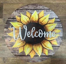 Sunflower Welcome Metal Sign 12"