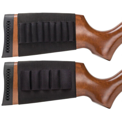 2x Buttstock Shell Holder Shotgun & Rifle Ammo Bullet Gun Sleeve Hunting Pouch