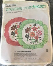 Bucilla Needlecraft Kit Round 17  Decorator Pillow 17299 FLORAL New Incomplete 