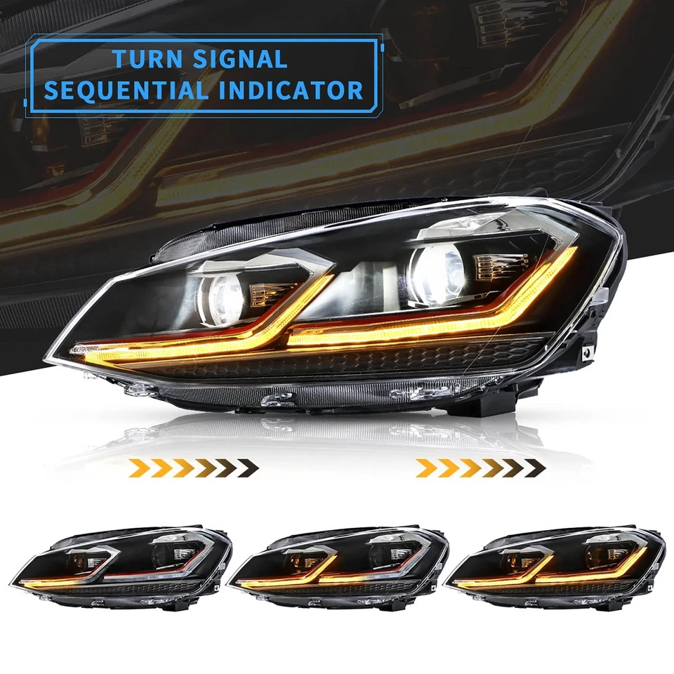 Faros VLAND + luces traseras ahumadas + bombilla LED para Volkswagen Golf 7.5 MK7.5 18-20 Foto 4 de 4