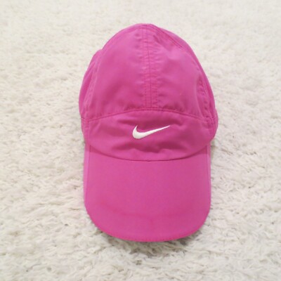 VINTAGE Nike Panel Hat Cap Pink Strap Back Tailwind Running Marathon Swoosh 90s