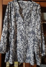 OPUS Hübsche Leichte Tunika Bluse Blumen VISCOSE Blau/weiß GR:44 NP:89,99⚠️s.Maß