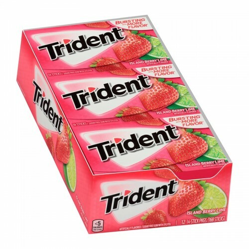 12x Chicle Sin Azúcar Sabor Lima Y Frutas Del Tridente Con Xilitol
