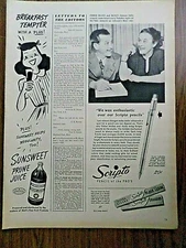 1947 Scripto Pens Pencils Ad Famous Radio Comedy Team Fibber McGee & Molly