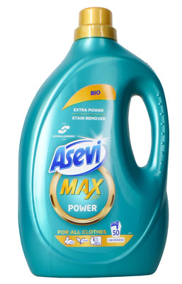 Asevi Max Power Bio Laundry Detergent, Stain Remover - 50 Washes, Hypoallergenic