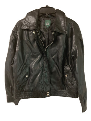 Wild Fable Women's Faux Leather Bomber Moto Black Jacket Small