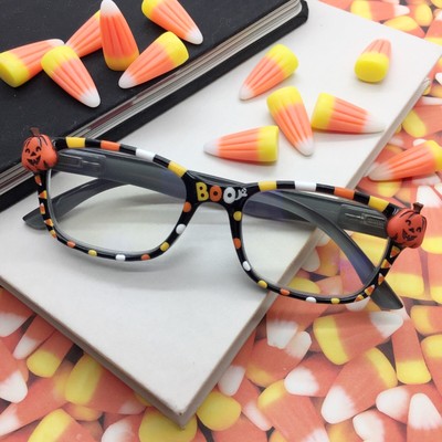 Halloween Reading Glasses +2.00 Hand Painted Readers Candy Corn BOO Ghost Dots