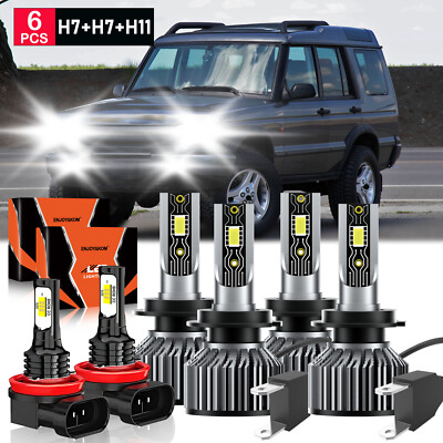 6x LED Headlight Bulb Fog Light High/Low Beam For Land Rover Discovery 2003-2004
