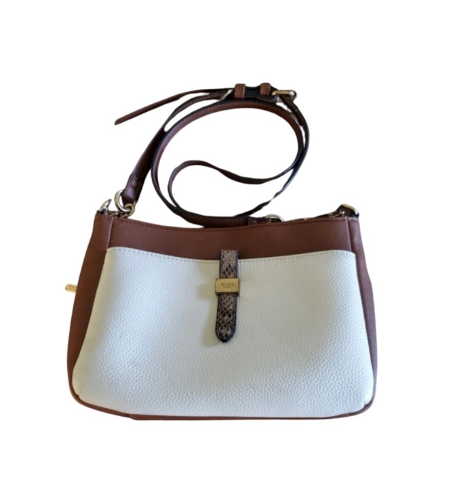 DUNE London Purse Leather Snakeskin Camel & White Women's Shoulder Bag