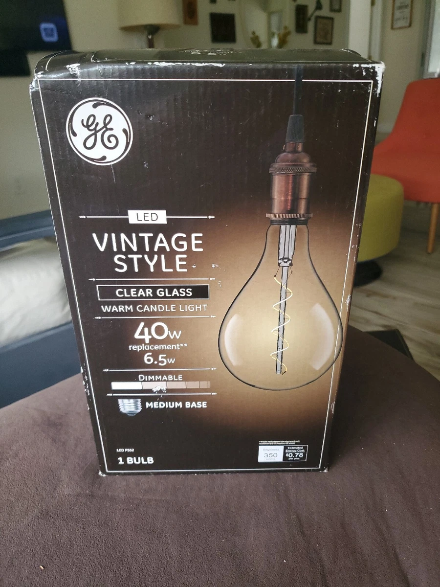 GE LED Vintage Style Clear Glass Light Dimmable 40 Watt Bulb Medium Base Edison