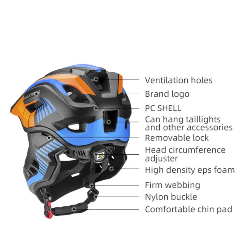 ROCKBROS Kids Children Helmet Full Face Cycling Skateboarding Scooter Adjustable - Image 3 of 4