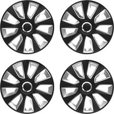 Wheel Trim For Citroen C5 Tourer 14" Black Diamond Cut Silver Hub Cover