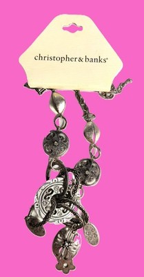 Christopher & Banks NWT Women's Silvertone Statement Necklace Sparkling Crystals