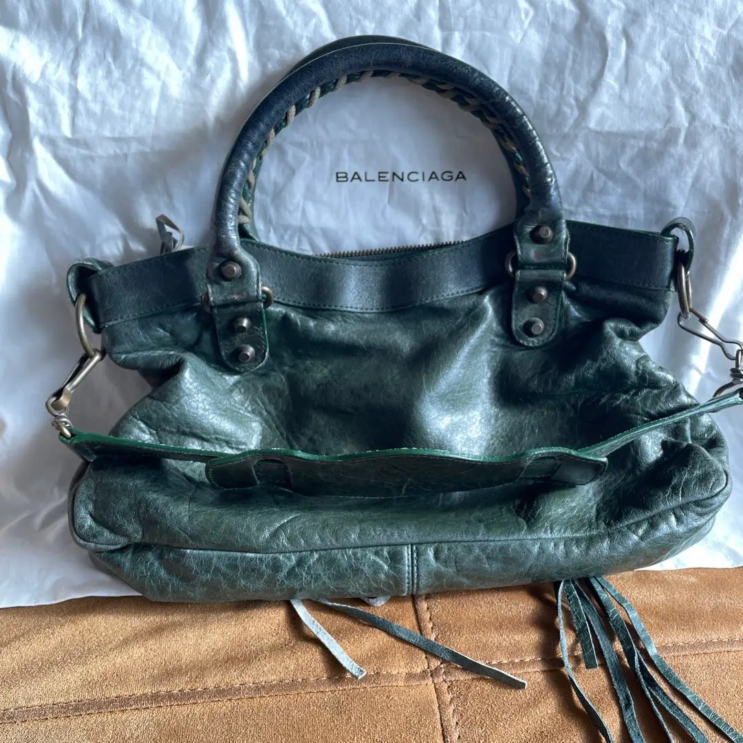 Balenciaga City Classic Bag Leather Dark Gray Auth Japan Used Rare thumbnail 7