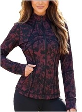 Lululemon Scatter Blossom Garnet Full Zip Fitted Luon Define Jacket Sz 4
