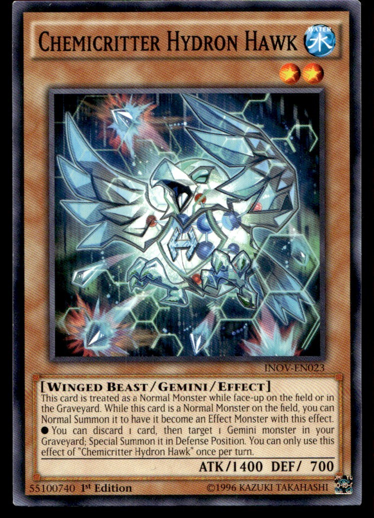 Chemicritter Hydron Hawk Invasion: Vengeance INOV-EN023 MP YuGiOh TCG | Buy 3 Ge