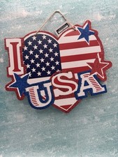 4TH OF JULY, PATRIOTIC, USA Hanging Sign Red, White, Blue SHIPS FREE