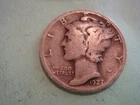 1927 P  Mercury Dime - Good cond album filler actual coin in photo