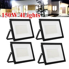 4x 150W LED Flood Light Outdoor Spotlight Cool White Garden Security Lamp 110V