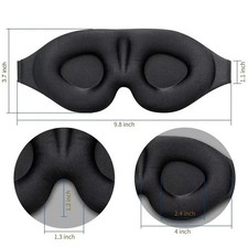 3D Contoured Sleep Eye Mask Adjustable Black Light Blocking Breathable Men Women